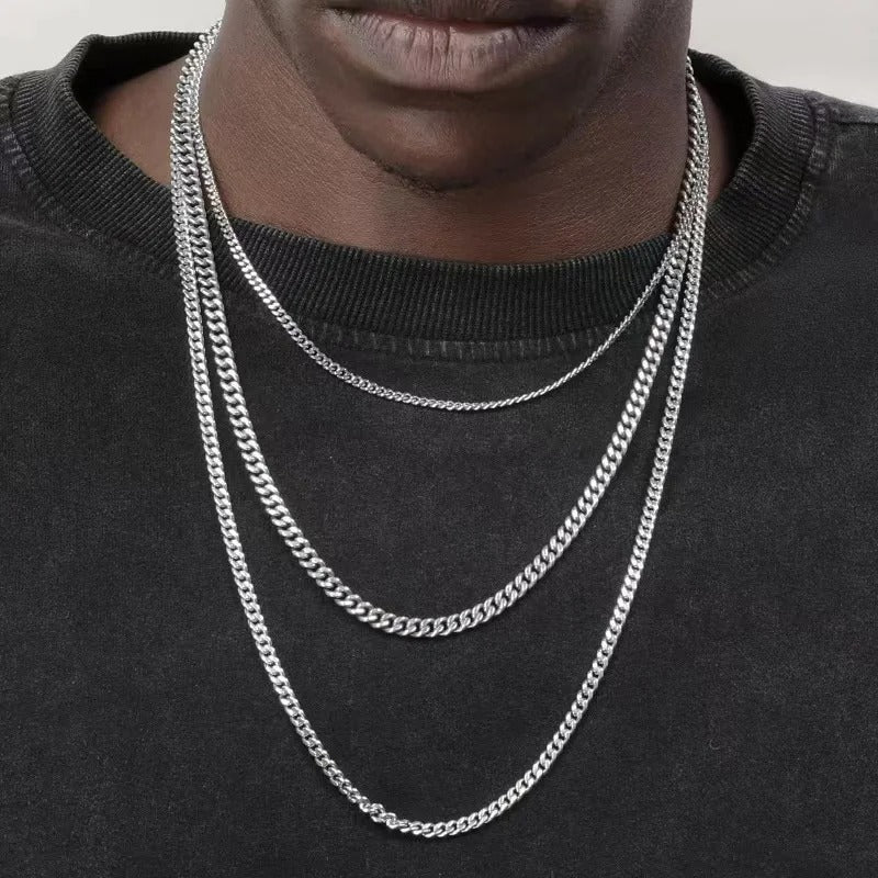 Hip Hop Cuban Chain Rock Stainless Steel Basic Chain Men Necklace Simple