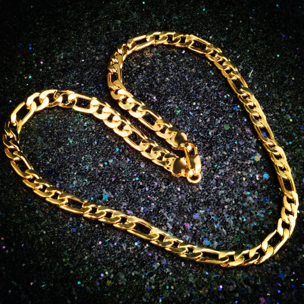 Classic 18K Plated Gold Men's Necklace, Side Chain