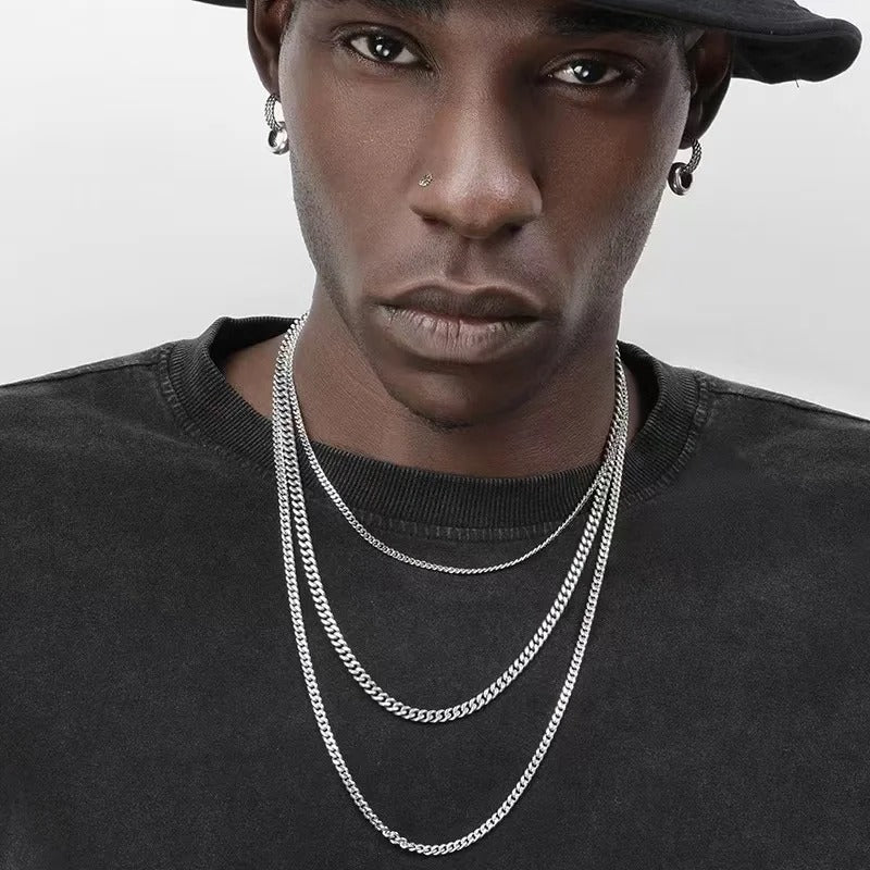 Hip Hop Cuban Chain Rock Stainless Steel Basic Chain Men Necklace Simple