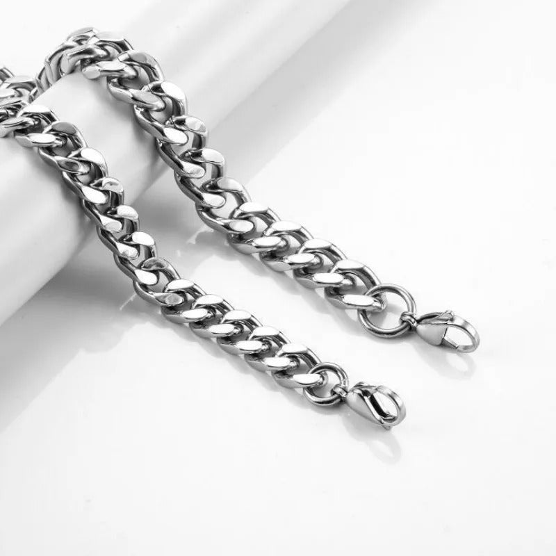 HNSP Stainless Steel 8MM-14MM Thick Chain Cuban Necklace For Men