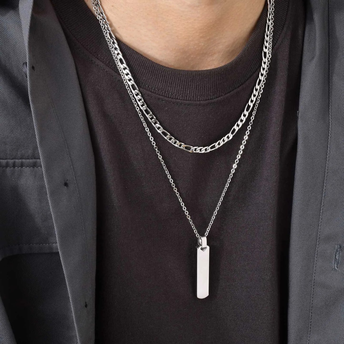 Vertical Bar Stacked Necklaces for Men