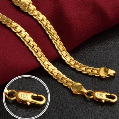 Fine Classic 8MM Sideways 18K Gold Chain