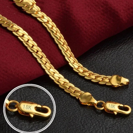 Fine Classic 8MM Sideways 18K Gold Chain