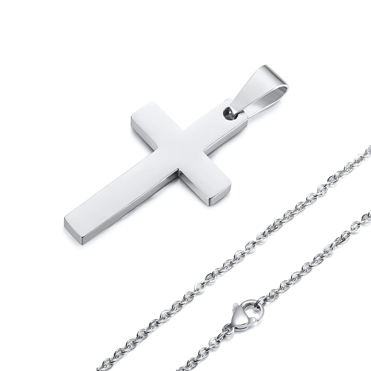 Waterproof Cross Necklaces for Men Male Gifts Jewelry, Anti-allergy Stainless Steel