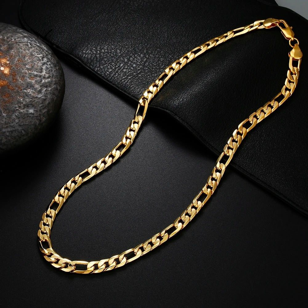 Classic 18K Plated Gold Men's Necklace, Side Chain