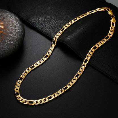 Classic 18K Plated Gold Men's Necklace, Side Chain