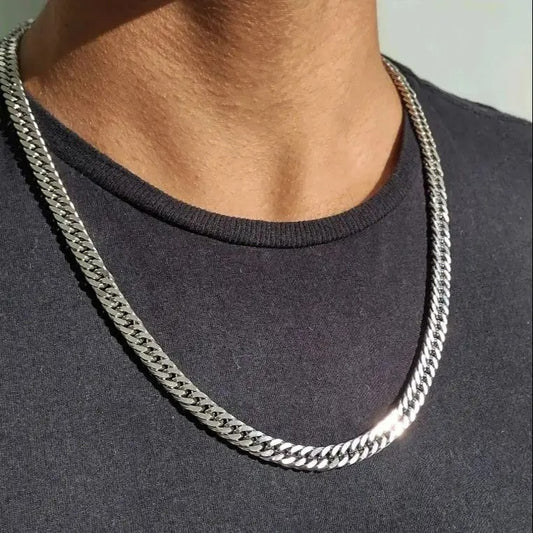 3/5/7/9mm Square Cuban Chain Necklaces for Men Boys,Waterproof Stainless Steel Chain