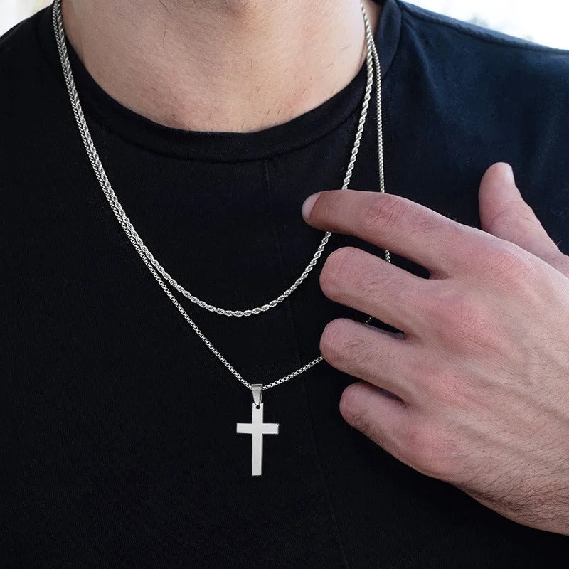 Waterproof Cross Necklaces for Men Male Gifts Jewelry, Anti-allergy Stainless Steel