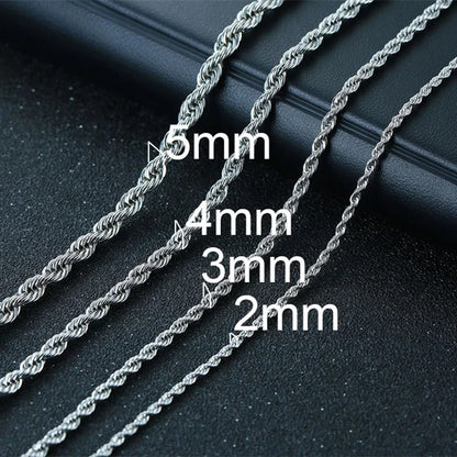 Vnox 2-5mm Rope Chain Necklaces for Men