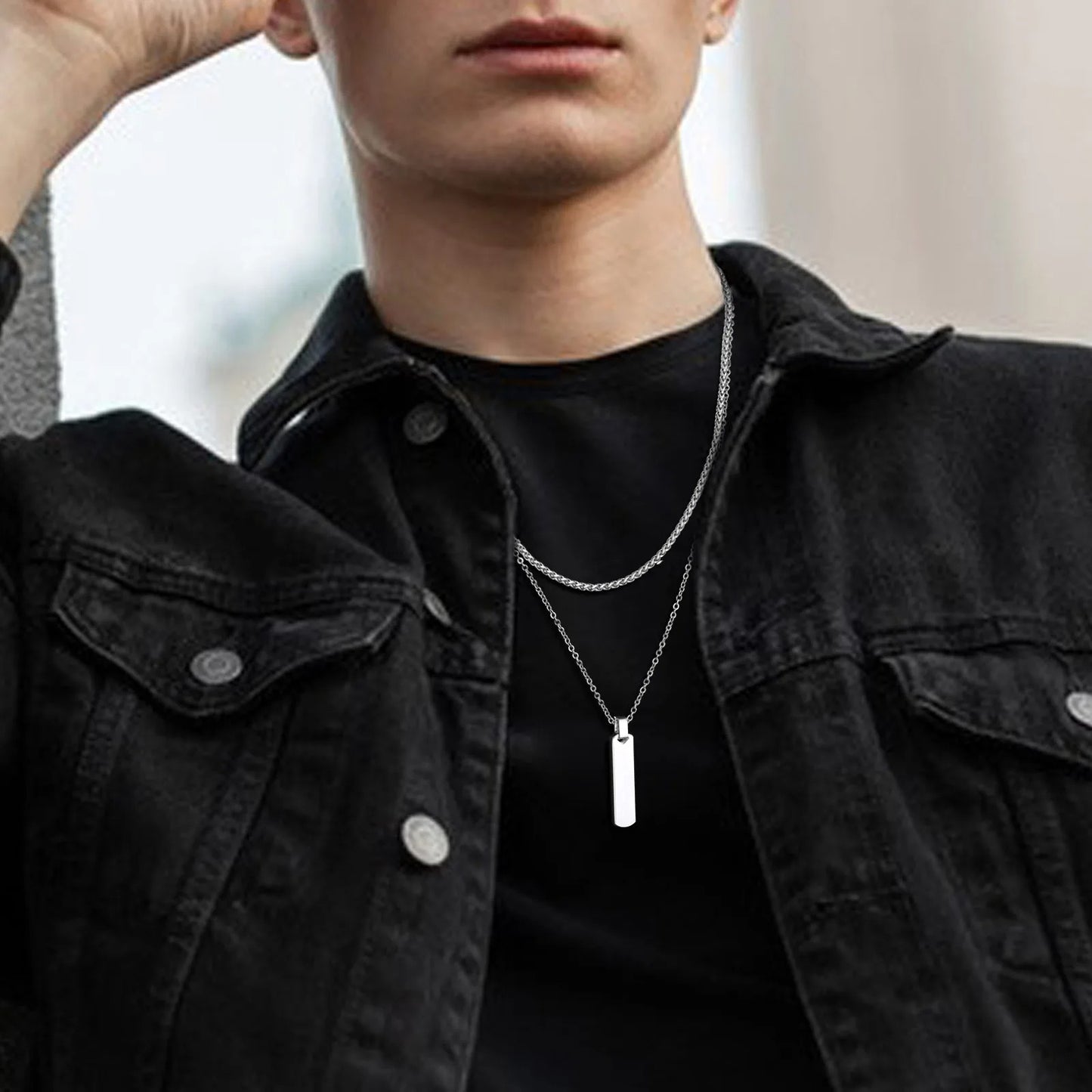 Vertical Bar Stacked Necklaces for Men