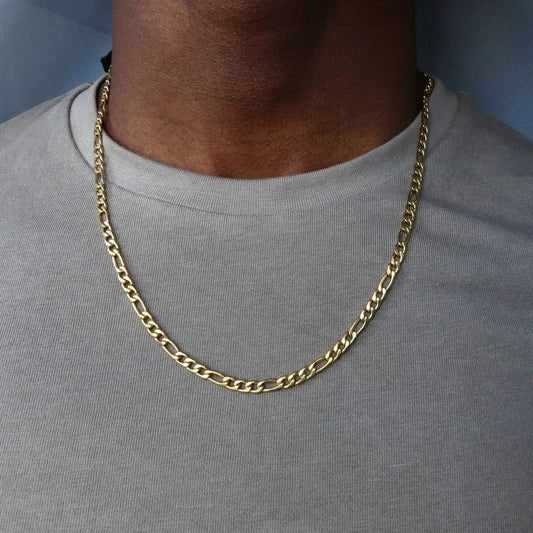 Fashion New Figaro Chain For Men Punk Silver Color Stainless Steel Long Necklace Men.