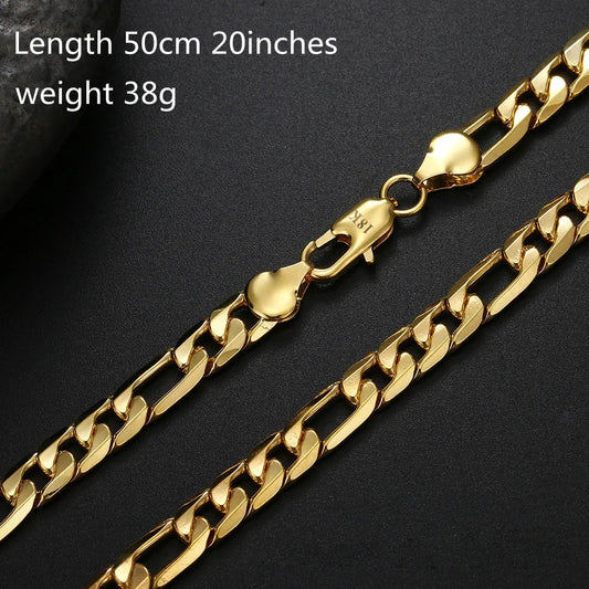 Classic 18K Plated Gold Men's Necklace, Side Chain
