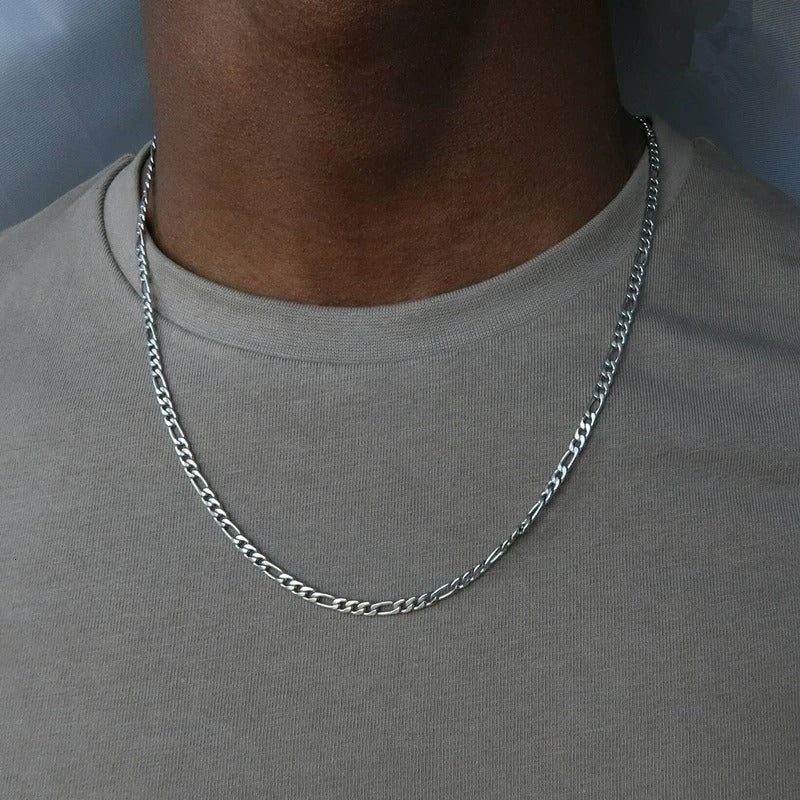 Fashion New Figaro Chain For Men Punk Silver Color Stainless Steel Long Necklace Men.