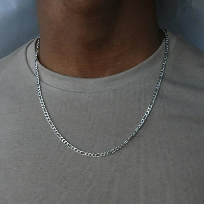 Fashion New Figaro Chain For Men Punk Silver Color Stainless Steel Long Necklace Men.