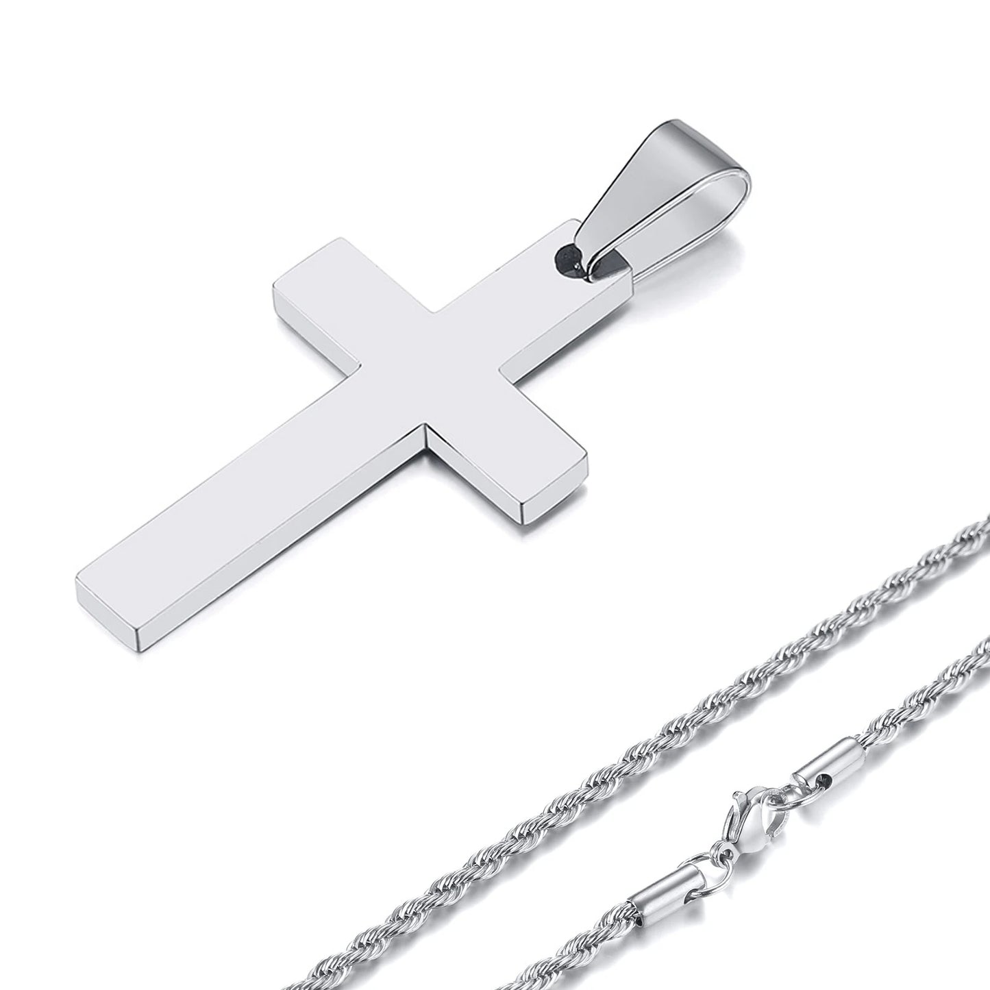 Waterproof Cross Necklaces for Men Male Gifts Jewelry, Anti-allergy Stainless Steel