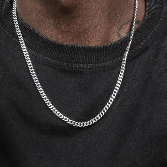 Hip Hop Cuban Chain Rock Stainless Steel Basic Chain Men Necklace Simple