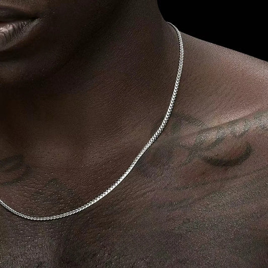 3.5mm Silver Color Stainless Steel Cuban Chain Hiphop Men Necklace Simple Jewelry Necklace