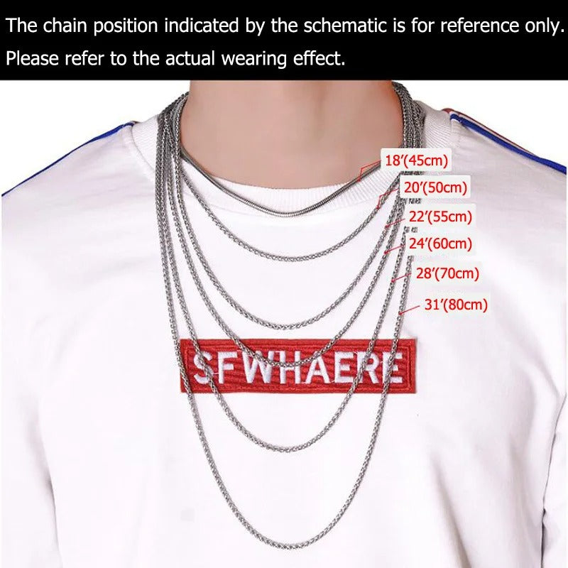 Punk Cuban Chain Necklace For Men 3.5.7 mm Stainless Steel Miami Chain