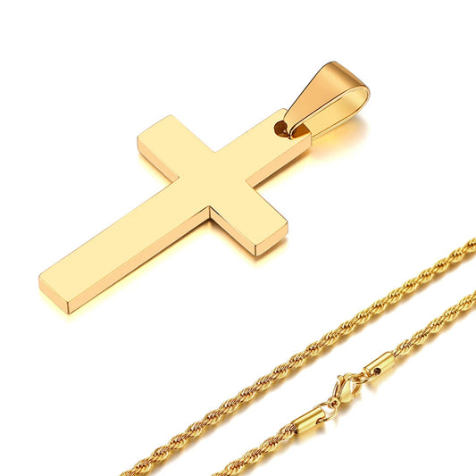 Waterproof Cross Necklaces for Men Male Gifts Jewelry, Anti-allergy Stainless Steel