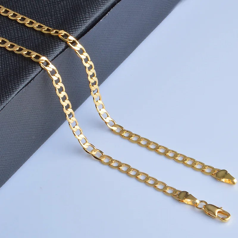 Fine Classic 8MM Sideways 18K Gold Chain