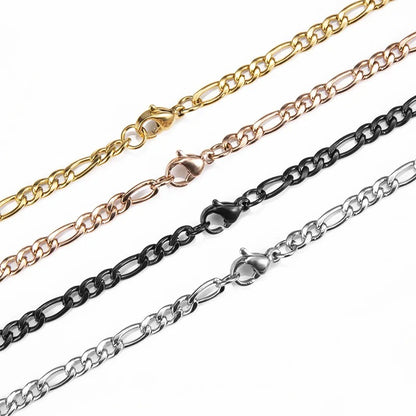 Fashion New Figaro Chain For Men Punk Silver Color Stainless Steel Long Necklace Men.