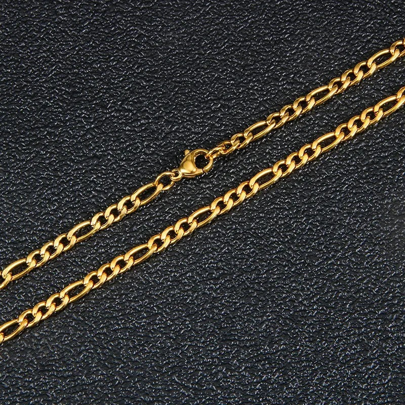 Fashion New Figaro Chain For Men Punk Silver Color Stainless Steel Long Necklace Men.