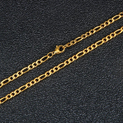 Fashion New Figaro Chain For Men Punk Silver Color Stainless Steel Long Necklace Men.