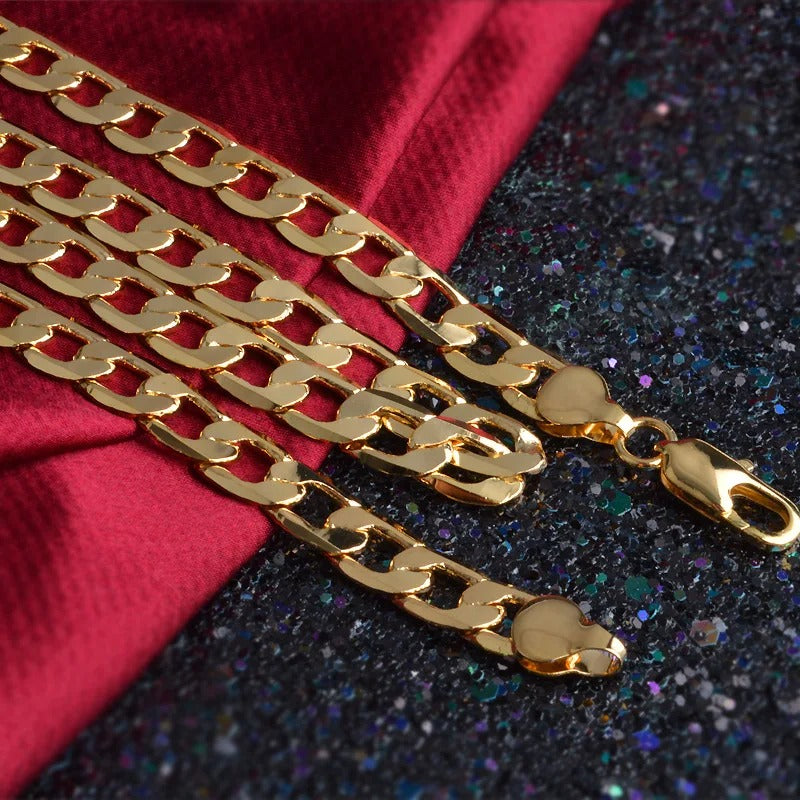 Fine Classic 8MM Sideways 18K Gold Chain