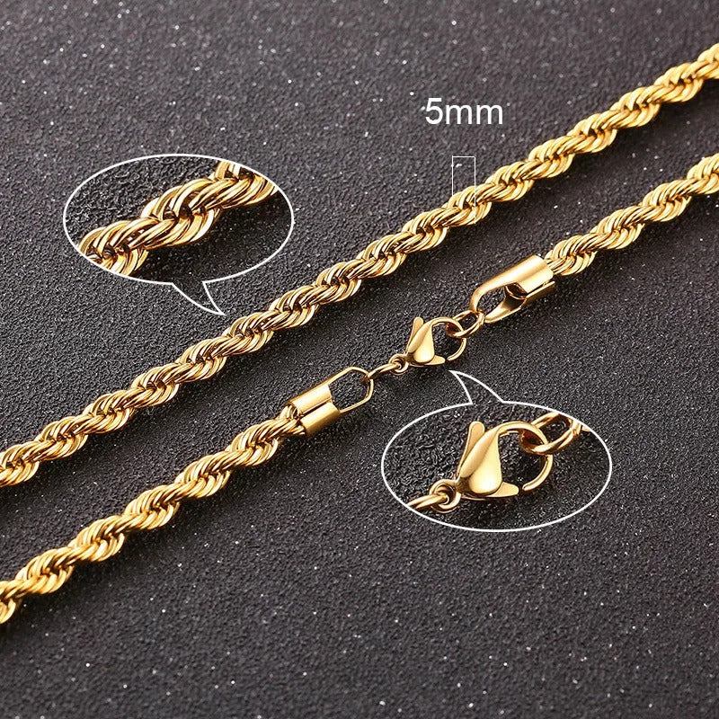 Vnox 2-5mm Rope Chain Necklaces for Men