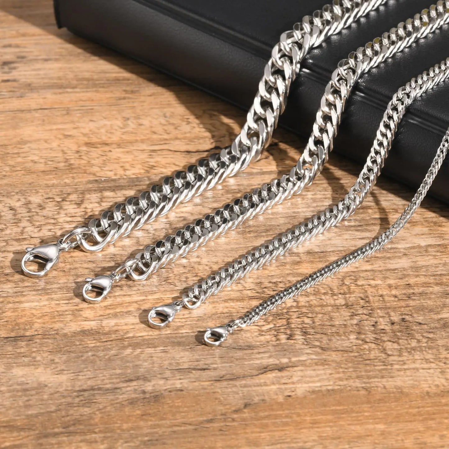 3/5/7/9mm Square Cuban Chain Necklaces for Men Boys,Waterproof Stainless Steel Chain
