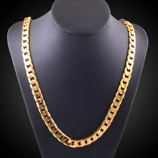 Fine Classic 8MM Sideways 18K Gold Chain